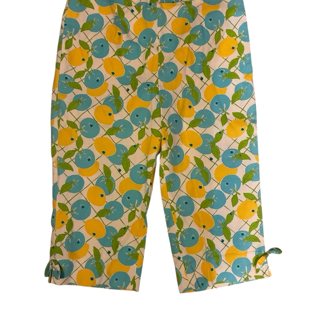 Lilly Pulitzer Vintage Citrus Print Crop Pants - Yellow, Blue & Green